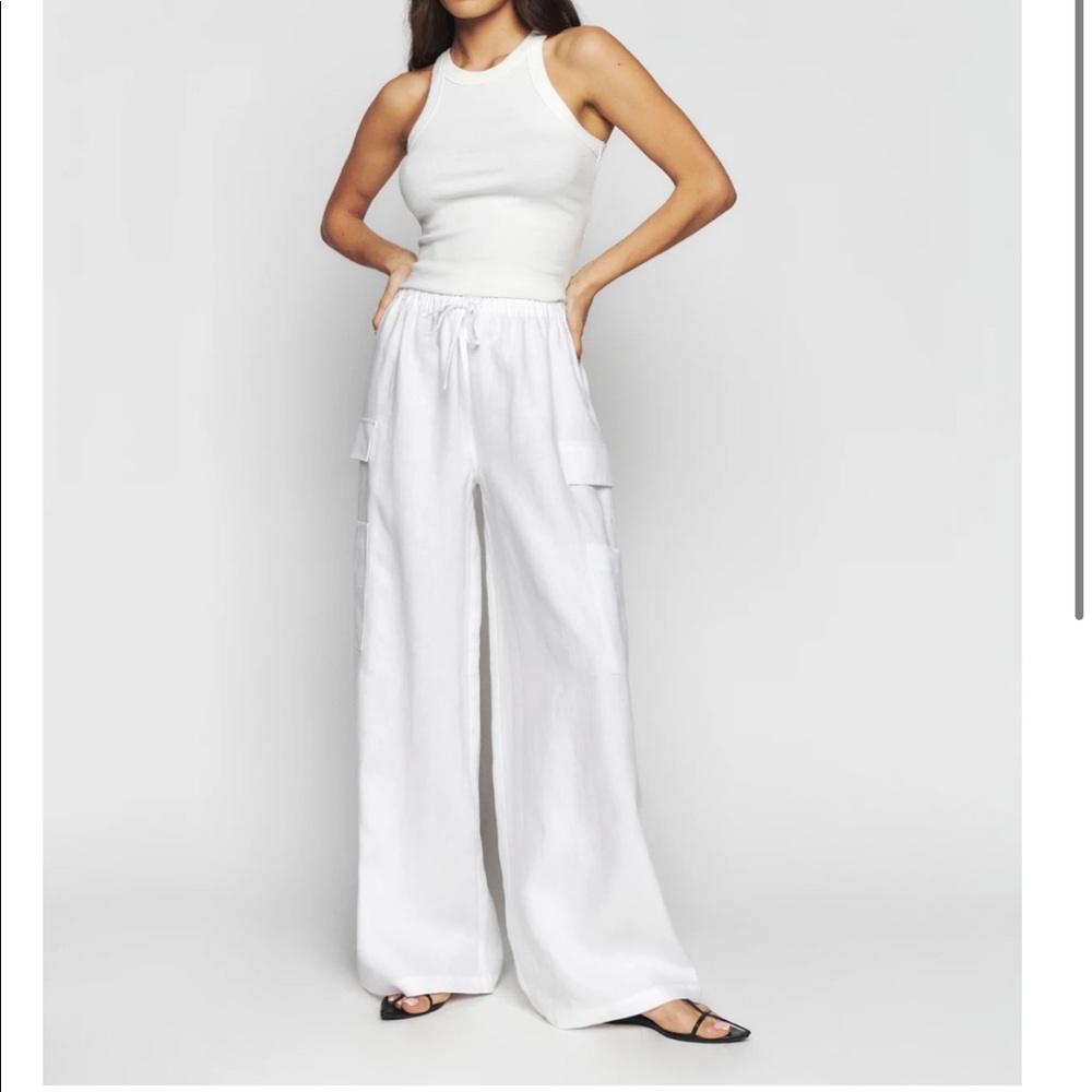 Reformation Ethan Linen Pant in White Size Small Petite